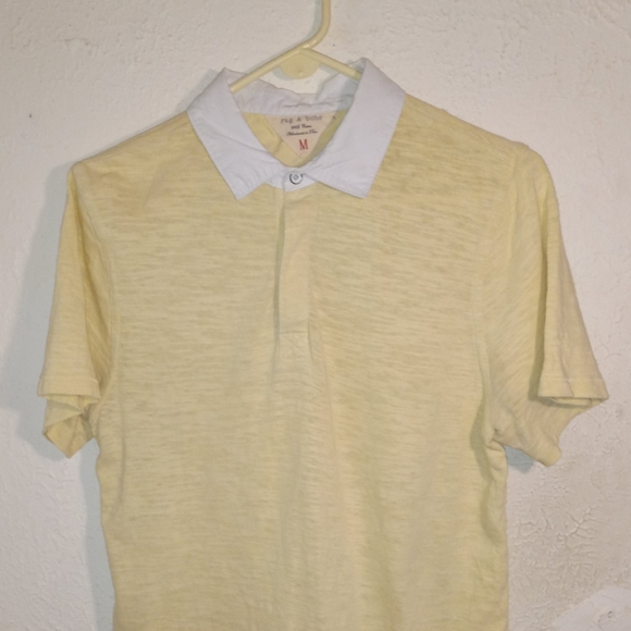 Rag & Bone Men's Yellow w/ White Collar Short Sleeve Polo / M - Picture 1 of 7